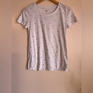 NEW NWT Womens GAP Short Sleeve Crewneck T-Shirt ForeverSoft White Gold Floral